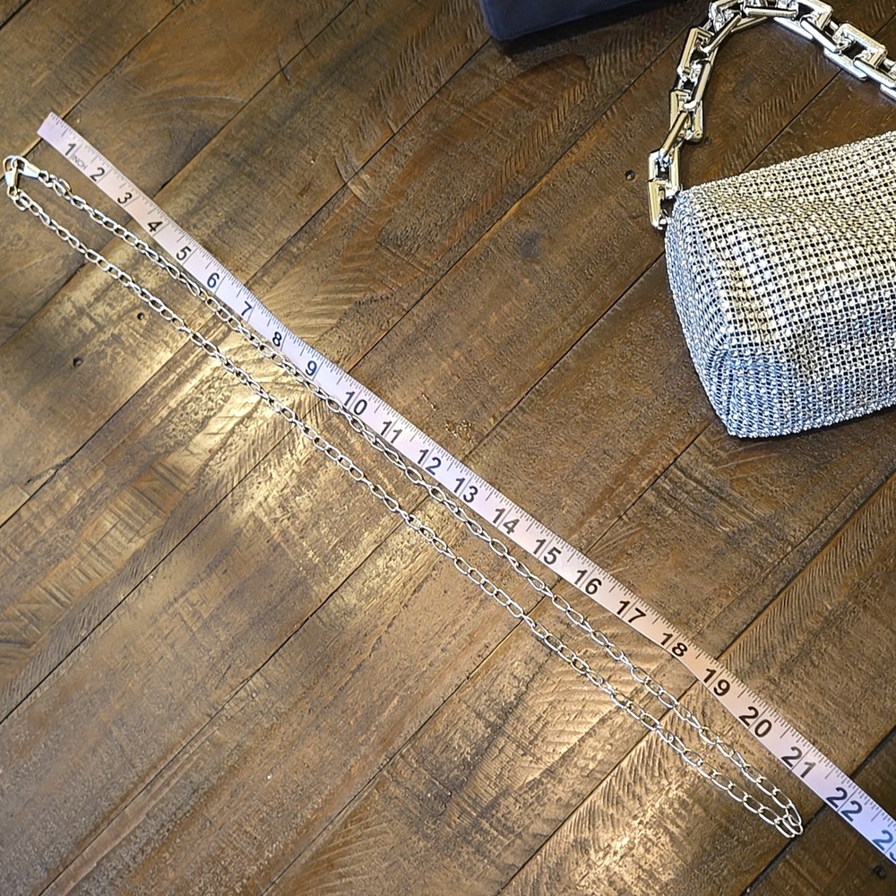 Silver Rhinestone Mesh Petite Bag - Picture 7 of 12